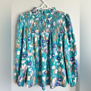 Teal Floral Blouse